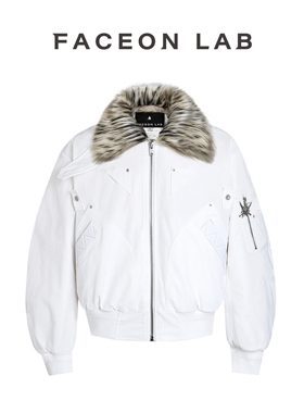 FACEONLAB B-15雪山飞狐白色飞行员夹克冬款毛领座山雕加绒厚外套