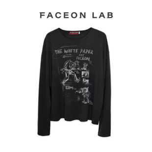 涂鸦圆领街头明星打底长袖 FACEONLAB老鼠线衫 白皮书乐队联名