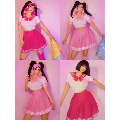 辣宝贝夜店酒吧小姐姐gogo学院风百褶裙演出服ds舞台服DJ组合0710