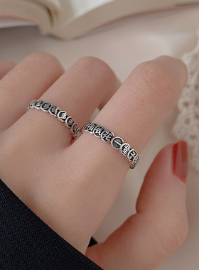 925纯银钱多多戒指女小众设计食指戒2023年新款发财指环铜钱暴富