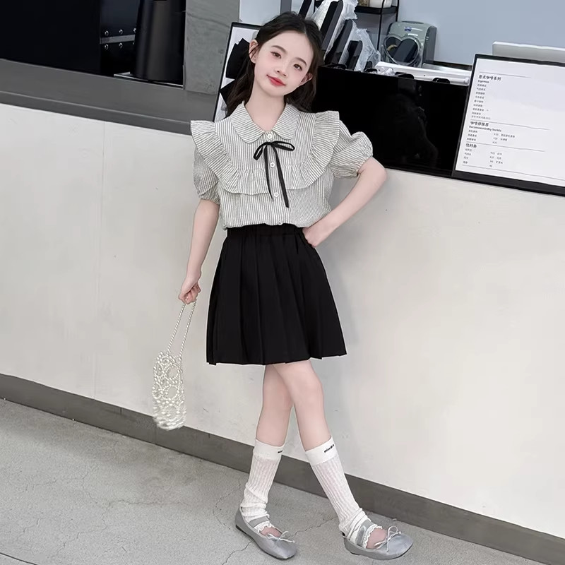 DWDZ女童夏季小香风套装裙2026新款短袖T恤女孩学生裙女大童夏装