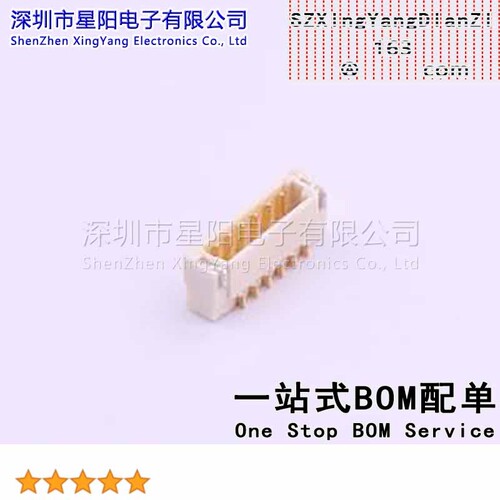 X0800WRS-06HF-LPV01 (5Pcs)0.8mm 1x6P卧贴 镀金 替代JST间距0.8
