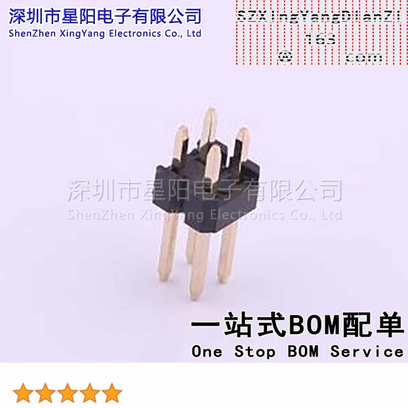 X6521WV-2x02H-C30D60 (10Pcs)2.54mm 2x2P直插 方针 镀金足1U排