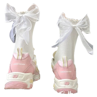 蝴蝶结女猛男篮球之袜送男朋友蕾丝日系白色jk花边仙女可爱中筒袜