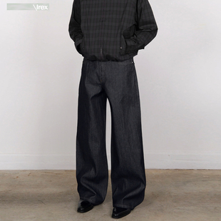 【赤耳丹宁还原】冈山窄幅原牛宽松微喇牛仔裤活性染A字廓形长裤