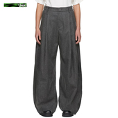 黑灰色压褶垂感宽松百搭弯刀休闲高腰长裤 IREX 廓形TR面料西裤 男