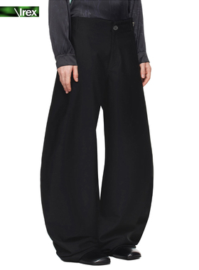 IREX精纺混纺弯刀西裤宽松垂感男女阔腿高街美式黑色通勤休闲长裤