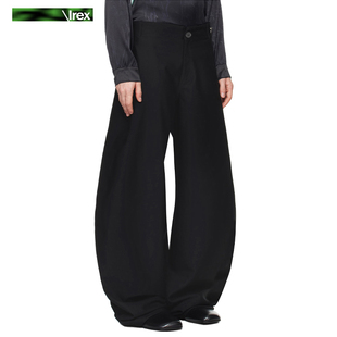 黑色通勤休闲长裤 IREX精纺混纺弯刀西裤 宽松垂感男女阔腿高街美式