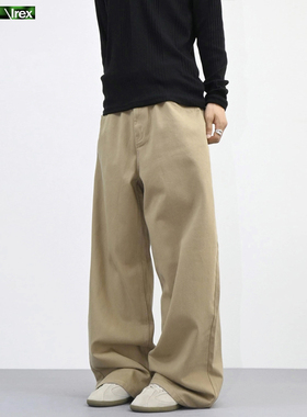 IREX卡其色高级感休闲裤工装裤男女同款基础廓形直筒阔腿裤子男潮