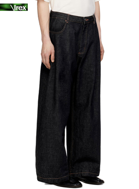 IREX春夏版本13oz黑色原牛直筒阔腿A字牛仔裤男丹宁纯色美式长裤