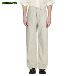 IREX老钱风纯棉米白色原胚复古牛仔裤 2021M宽松微喇cleanfit长裤