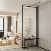现代简约入户玄关长虹玻璃屏风客厅卫生间轻奢金属不锈钢装 饰隔断