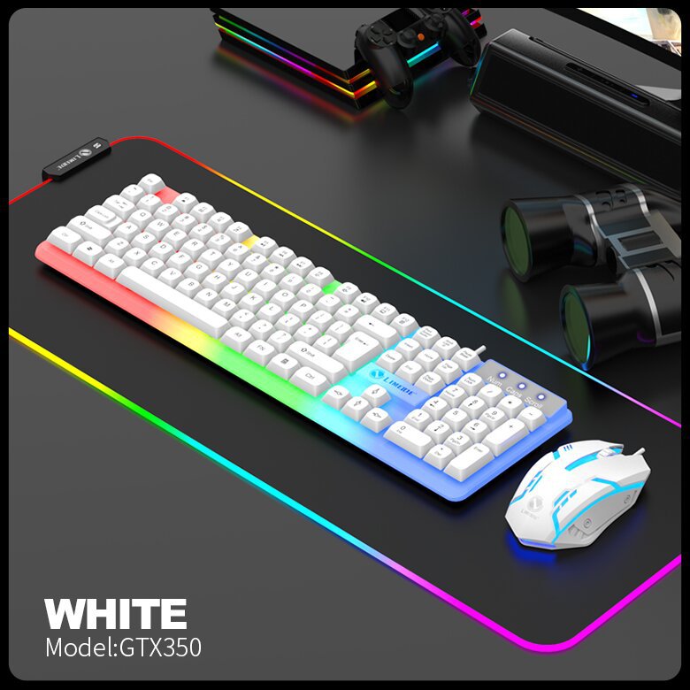 LIMEIDE力镁升级版GTX350发光键盘鼠标USB机械手感有线球形键帽套