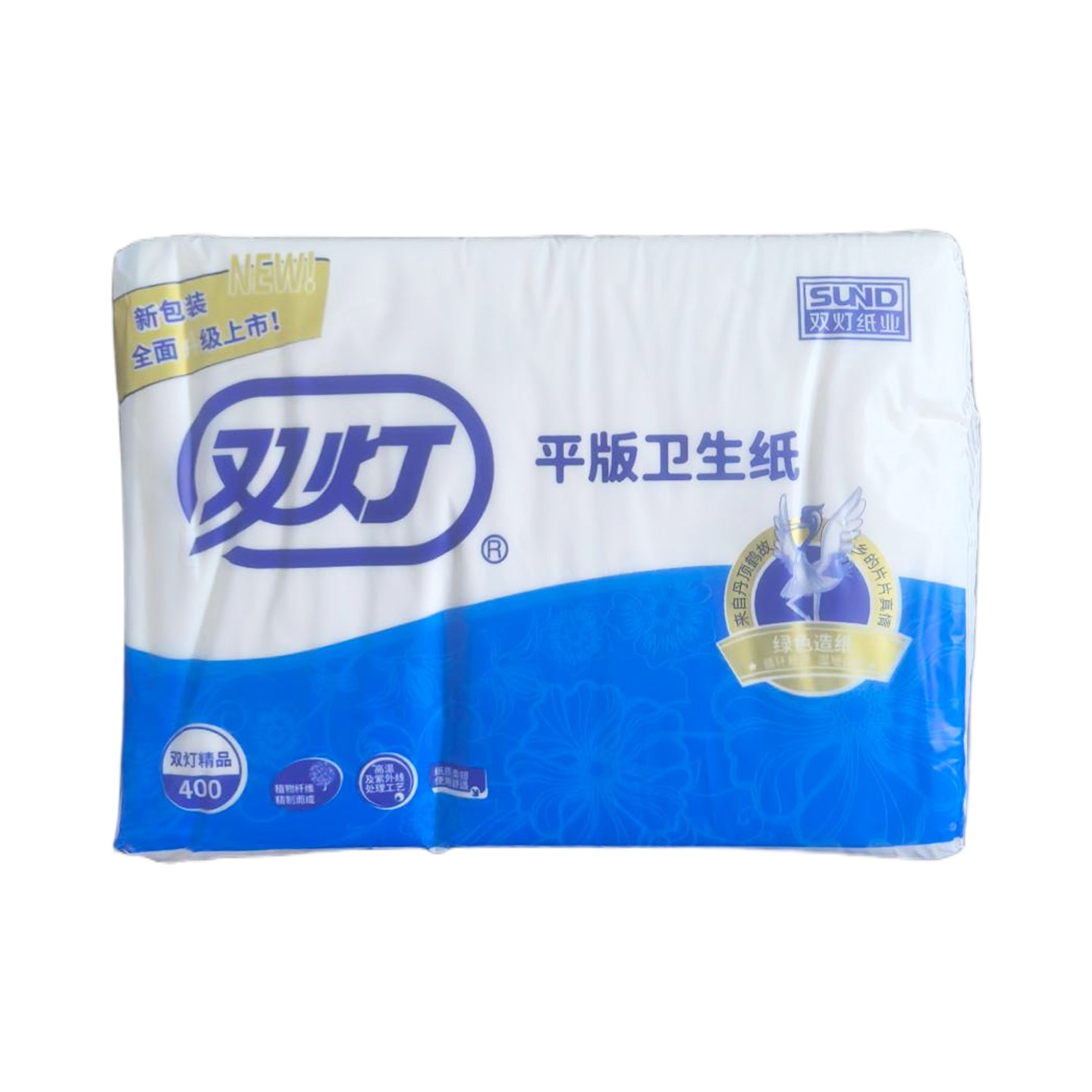 双灯精品400平版卫生纸单层368张/包家用大张厕所纸(2包起售)