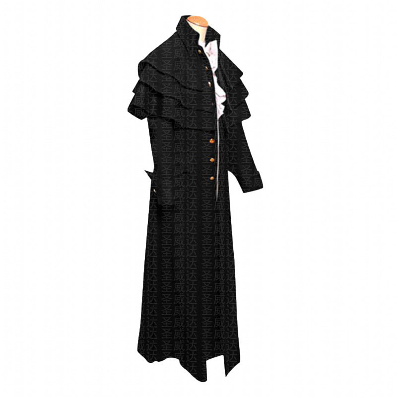 欧美大码中世纪牧师服立领荷叶边纽扣外套服装新款舞台服制服现货