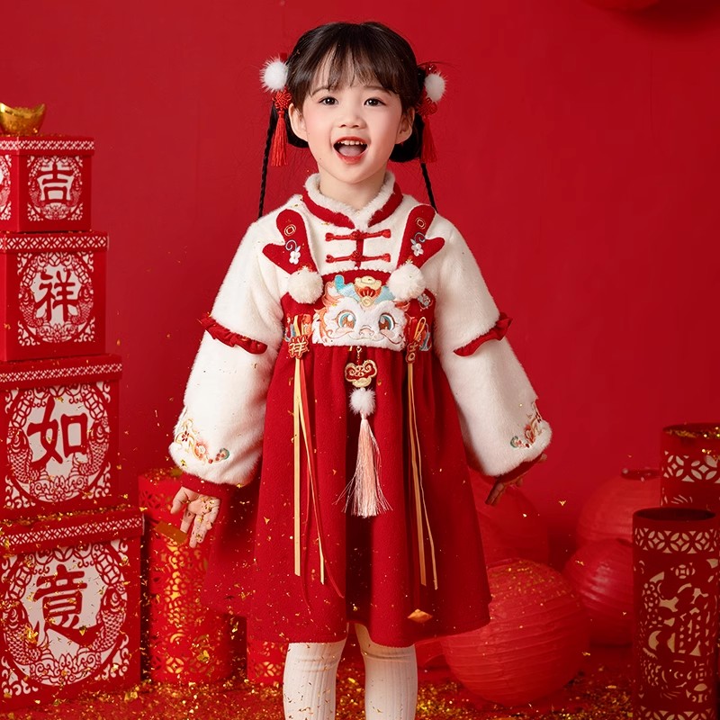 蛇年新款女童年宝宝拜年服