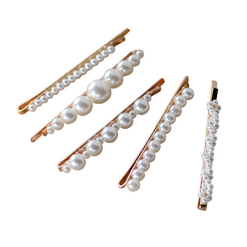 5个一组 时尚珍珠发夹日常搭配头饰日韩新娘结婚边夹发饰配饰品