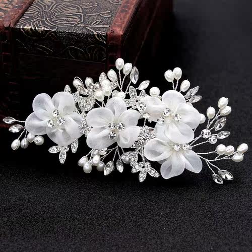 新款欧美绢纱花朵发夹 新娘婚饰头饰配饰 发饰 新娘饰品