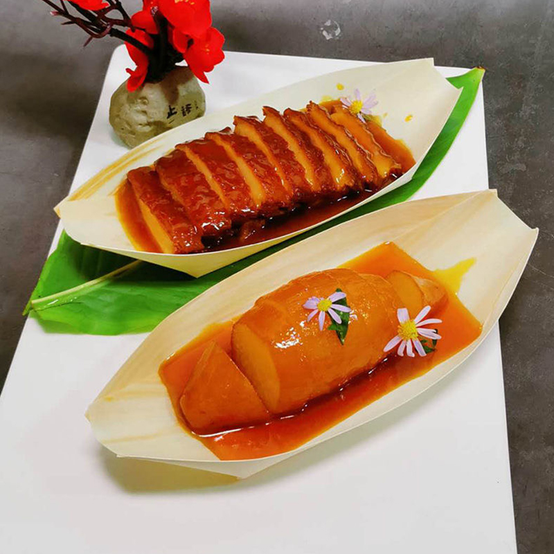 木皮日式小船冷菜摆盘餐盒船盒