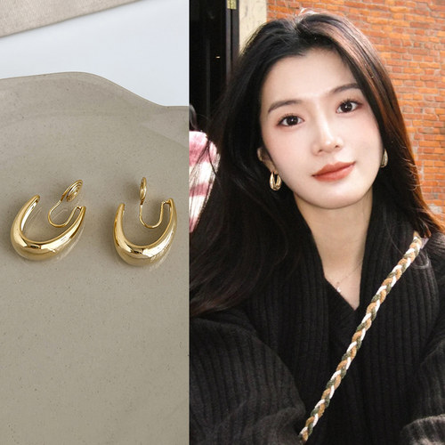 几何椭圆素圈蚊香盘耳夹