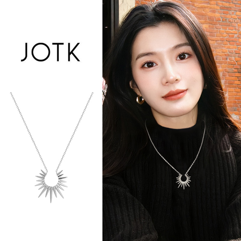 艺术生银色太阳花项链女