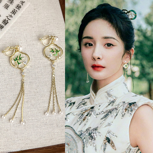 新中式国风流苏耳夹女