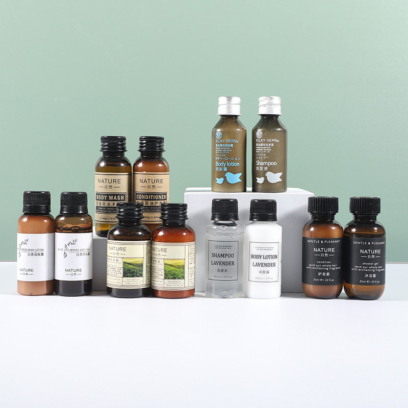 新款高档一次性大小瓶装酒店民宿洗发水沐浴润肤露护发素洗漱套装 - 明萌蓝色出品