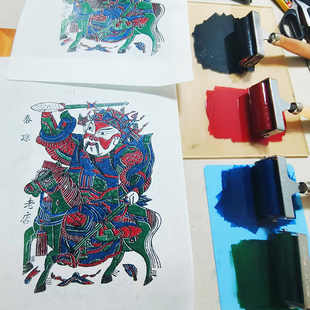 武强木版年画模具套色拓印版雕版拓片定制非遗研学手工DIY材料包
