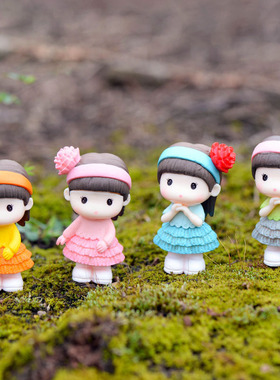 微景观卡通人物小摆件创意蛋糕装饰可爱邻家女孩盆栽摄影造景公仔