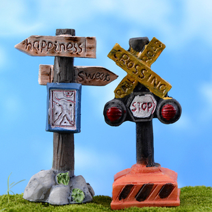 微景观造景装饰微观世界火车道路指路牌站牌盆栽小摆件景观指示牌