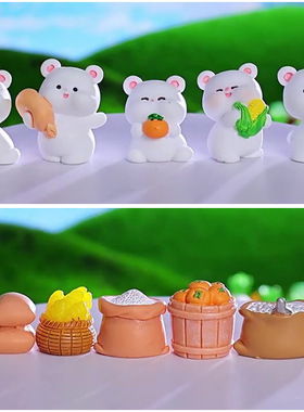 微景观田园创意可爱丰收小熊摆件树脂小鸡玉米农作物桌面装饰