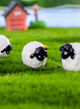 微景观小羊摆件可爱树脂小动物田园造景创意手工桌面多肉花盆装饰