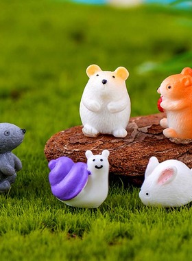 可爱仓鼠兔子蜗牛松鼠微景观造景小动物手工小饰品创意桌面小摆件