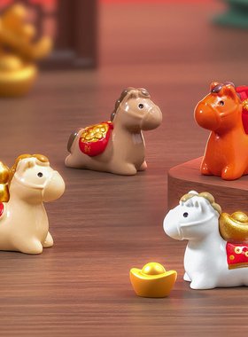 卡通生肖马树脂摆件新年吉祥物