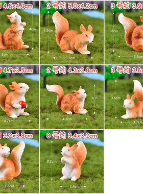 微景观多肉盆栽装饰树脂工艺品手工彩绘松鼠摆件创意造景蛋糕摆设