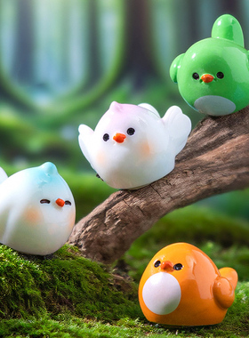 微景观手工可爱小鸟树脂花盆摆件