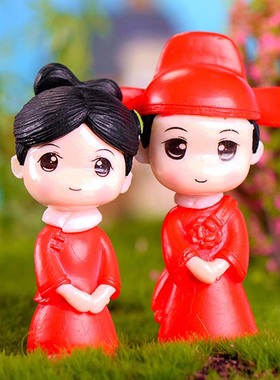 微景观创意造景卡通小装饰可爱古装情侣摆件手工摄影塑料人物道具