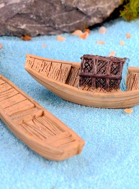 盆栽江南小船摄影树脂可爱风摆件