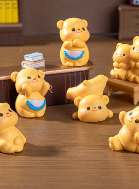 微景观小动物摆件创意可爱卡通小熊桌面花盆装饰手工造景树脂摆设