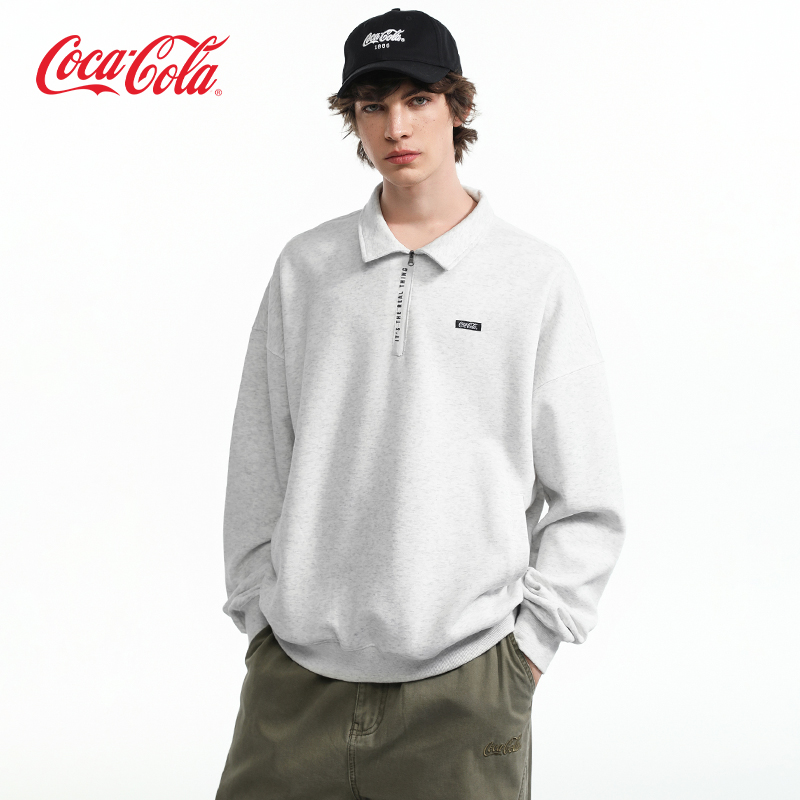 可口可乐美式复古落肩翻领卫衣