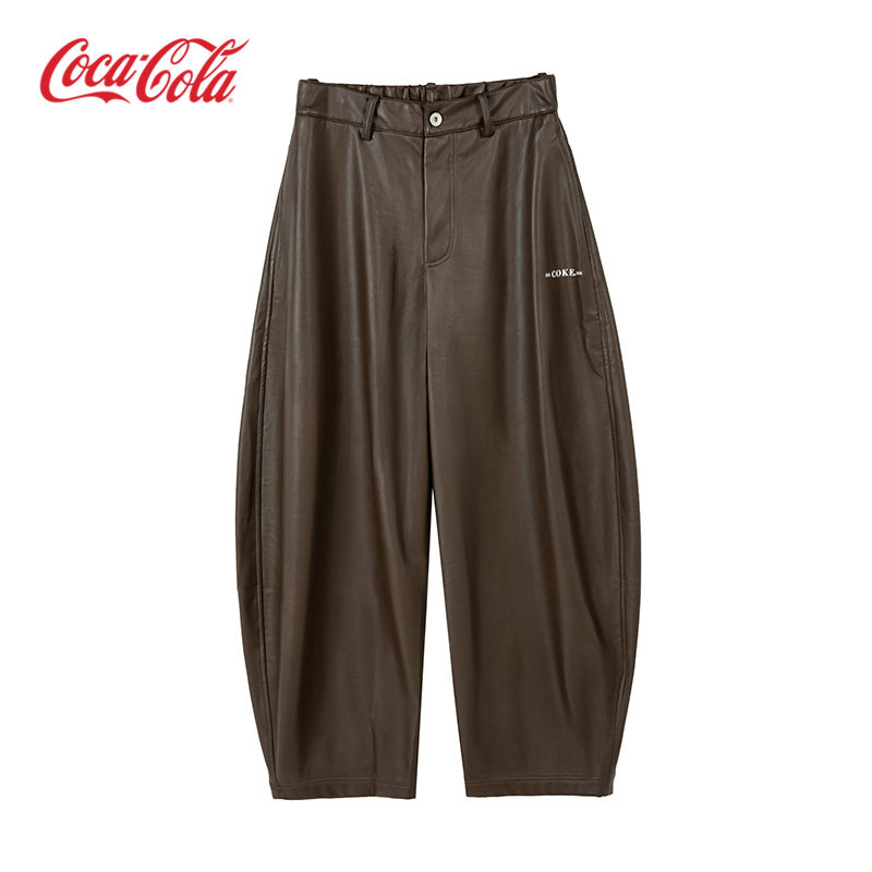 可口可乐薄绒蛋白皮质休闲弯刀裤