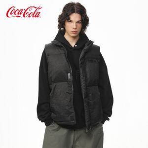 Coca-Cola可口可乐 魔术贴字母刺绣加厚保暖外套立领压绉羽绒马甲