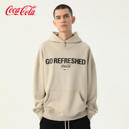 Coca-Cola/可口可乐 连帽卫衣纽扣秋冬款情侣衣服外套 男女同款