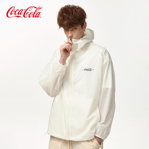 Coca-Cola/可口可乐UPF50+防晒衣男夏季轻薄透气高领连帽防晒外套
