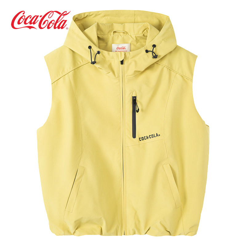 【商场同款】Coca-Cola可口可乐 撞色可调节下摆连帽马甲男