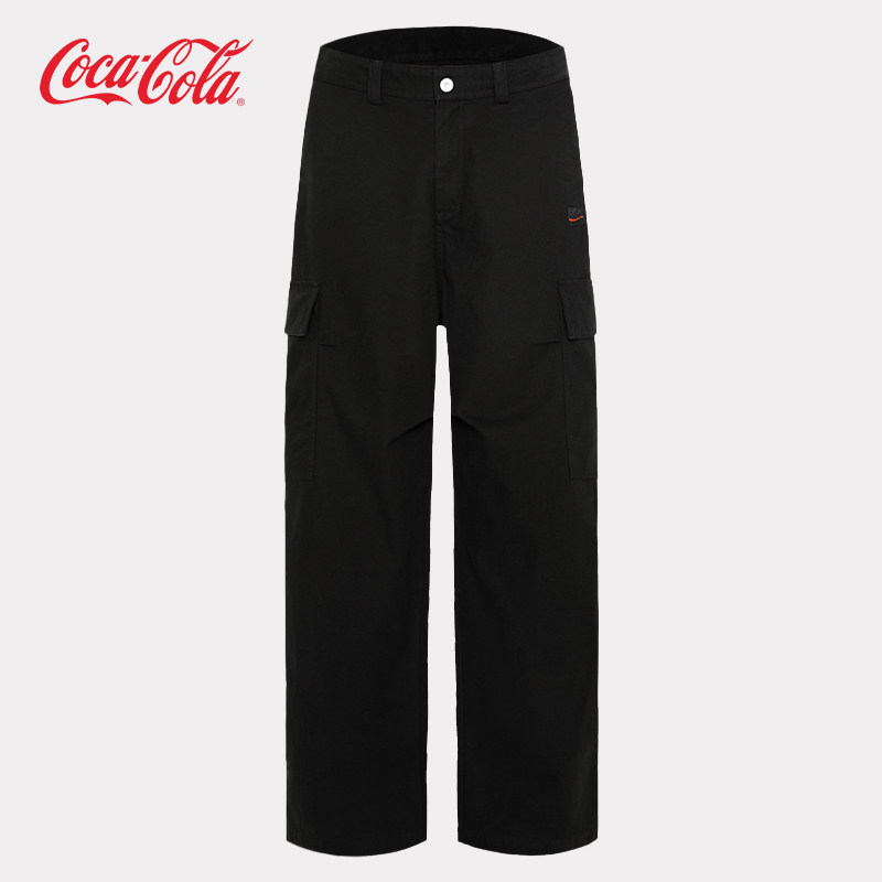 Coca-Cola/可口可乐 洗褪做旧直筒宽松休闲多口袋工装裤 男女同款,男装,休闲裤,淘宝优惠券,粉丝福利购,淘宝优惠卷