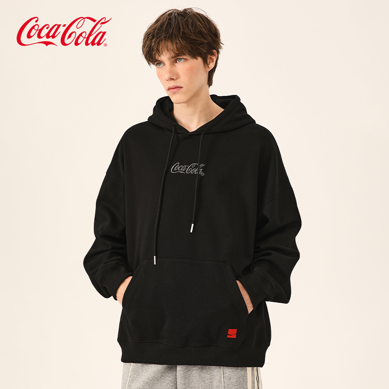 Coca-Cola/可口可乐连帽卫衣男春季2024新款休闲情侣刺绣衣服潮牌