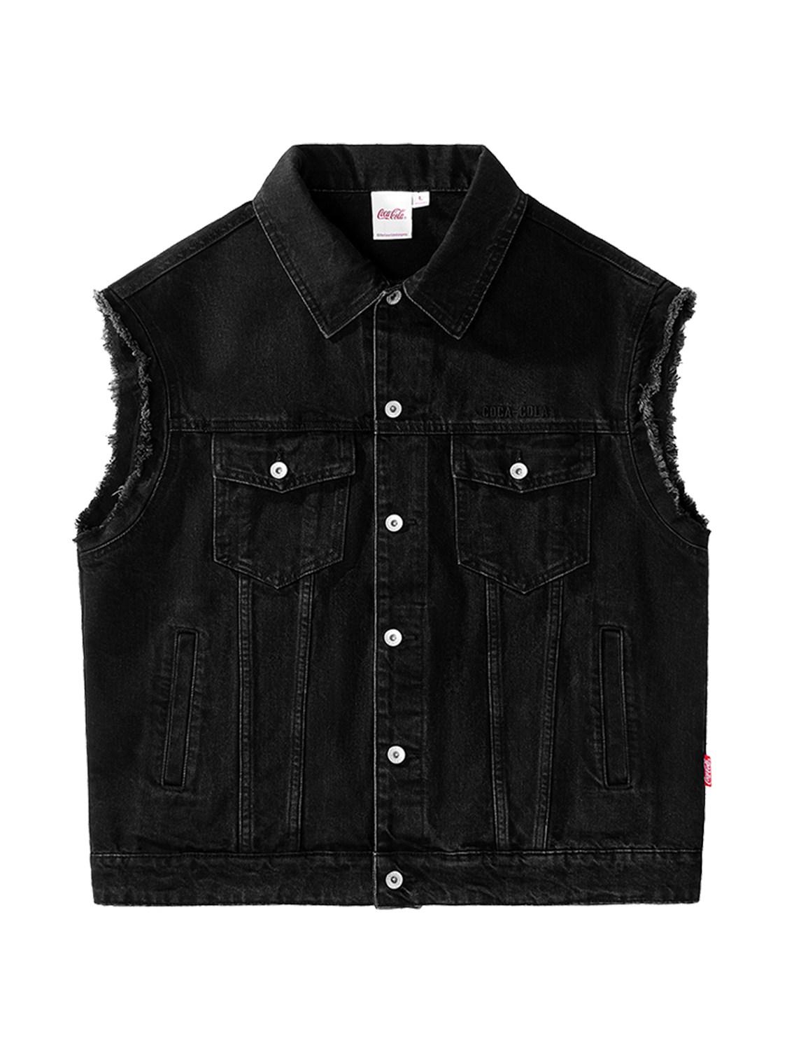 COCA-COLA DENIM VEST MENS SPRING AND AUTUMN EMBROIDERY DISTRESSED DENIM SLEEVELESS JACKET WOMENS