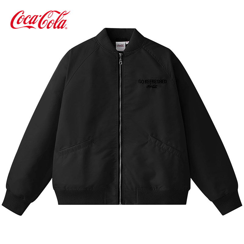 Coca-Cola/可口可乐外套男春秋款美式复古工装宽松飞行服夹