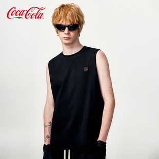 基础字母印花无袖 男女同款 Cola Coca T恤宽松休闲背心 可口可乐